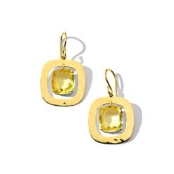 Crinkle Earrings with Medium Cushion Stone
