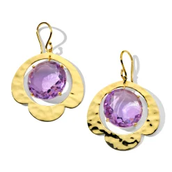 Crinkle Large Round Stone Earrings