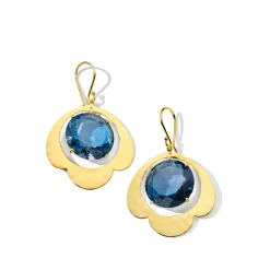 Crinkle Large Round Stone Earrings