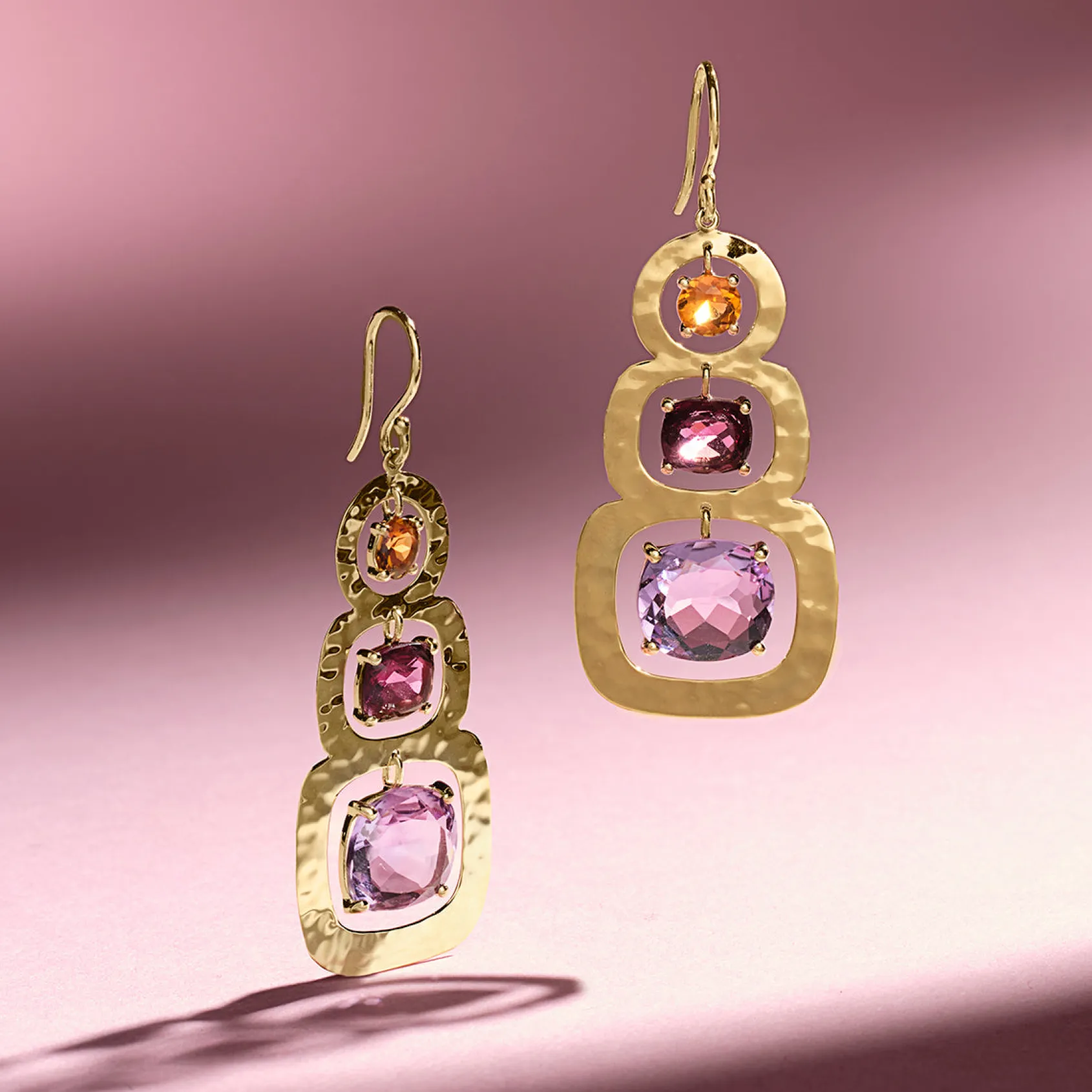 Crinkle 3-Stone Earrings