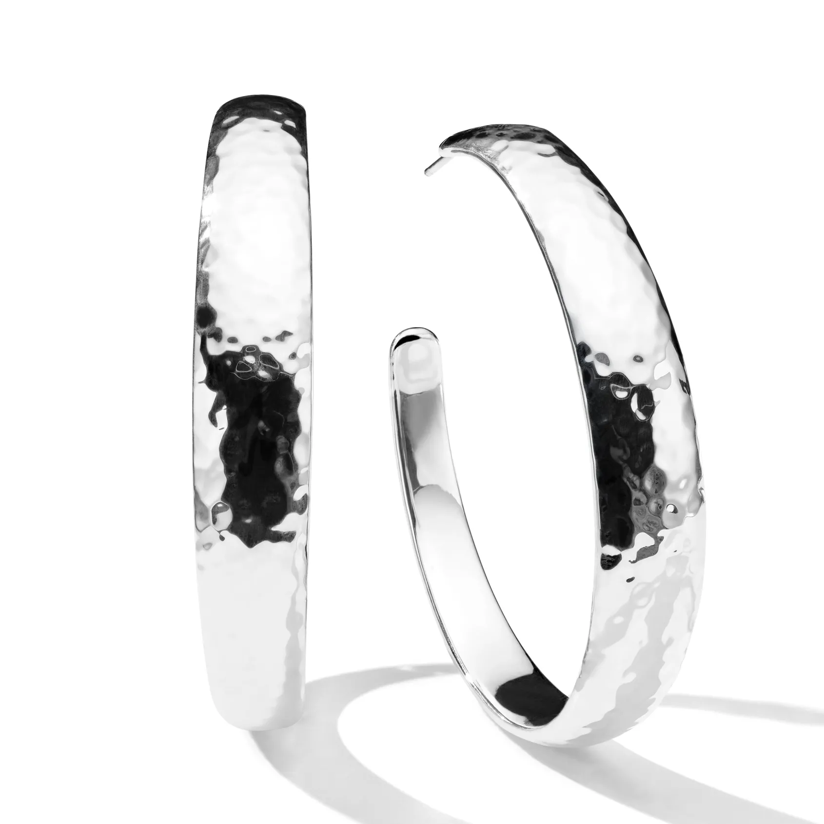 Extra Large Hammered Hoop Earrings with Tapered Ends
