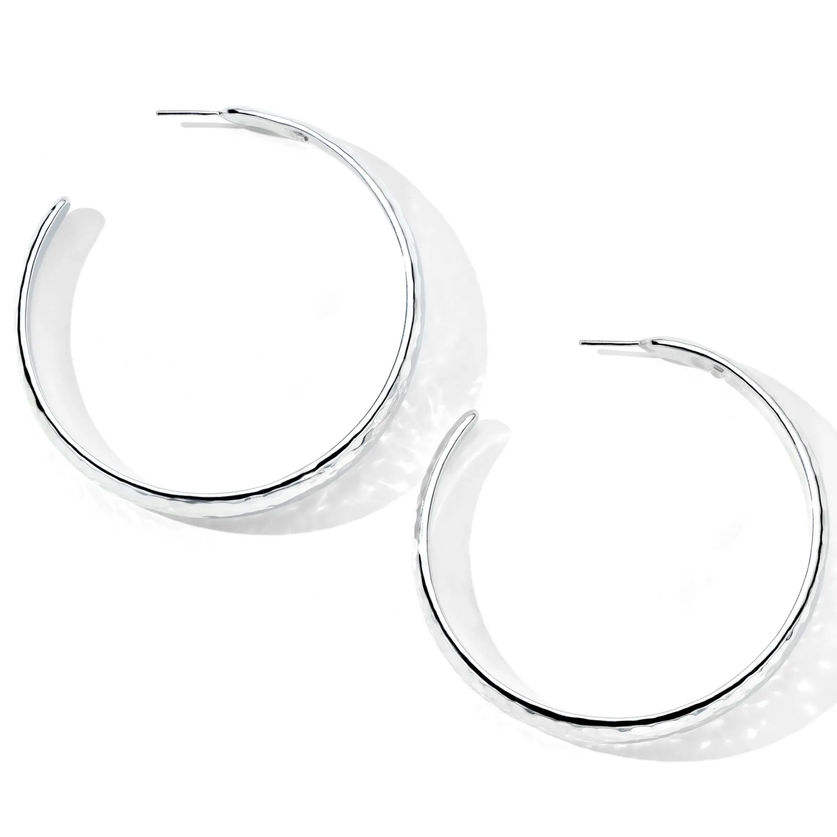 Extra Large Hammered Hoop Earrings with Tapered Ends