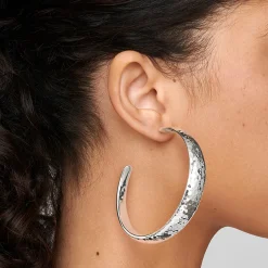 Extra Large Hammered Hoop Earrings with Tapered Ends