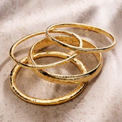 Flat Hammered Bangle Bracelet
