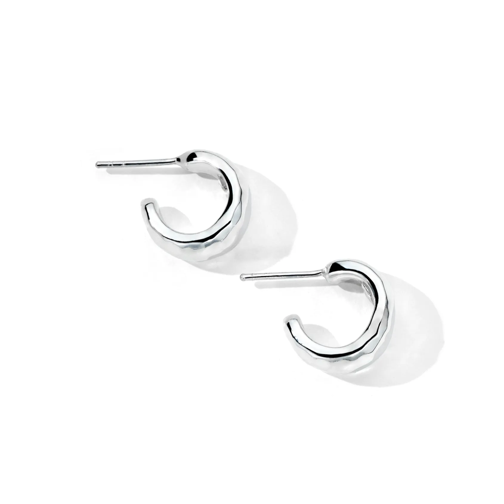 Huggie Hammered Hoop Earrings with Tapered Ends