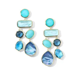 Large Chandelier Multi Stone Double Strand Earrings