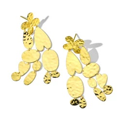 Large Crinkle Chandelier Heart Earrings