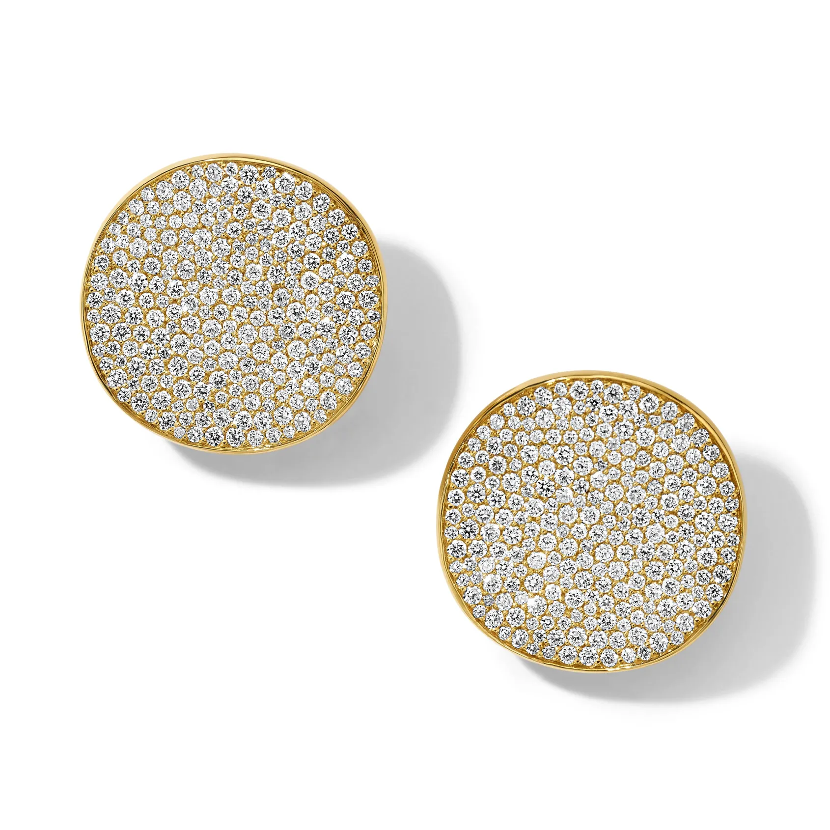 Large Flower Disc Clip Earrings in18K Gold