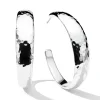 Large Hammered Hoop Earrings with Tapered Ends