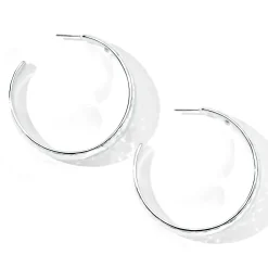 Large Hammered Hoop Earrings with Tapered Ends