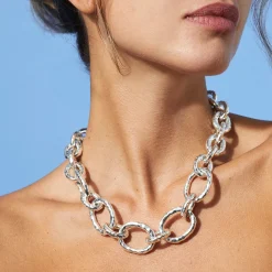 Large Linked Hammered Bastille Necklace