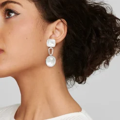 Large Mixed Cut 3-Tier Earrings