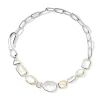Large Mixed-Cut Stone & Linea Link Necklace 18"