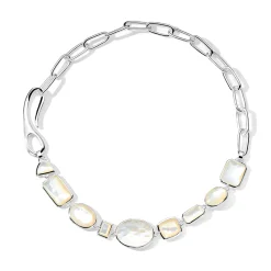 Large Mixed-Cut Stone & Linea Link Necklace 18"