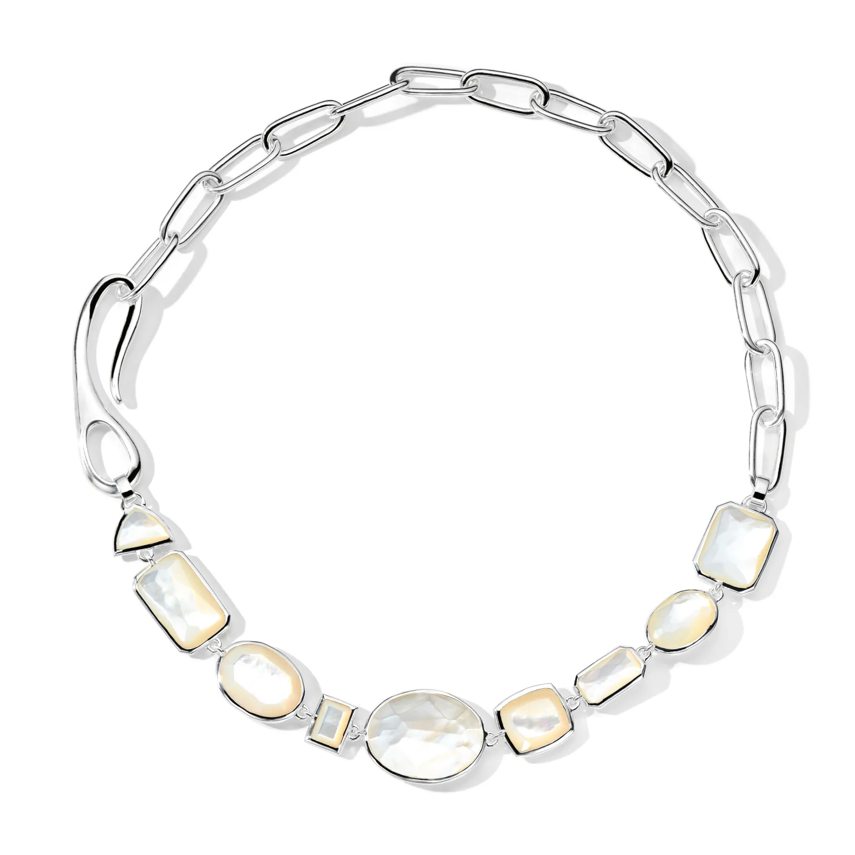 Large Mixed-Cut Stone & Linea Link Necklace 18"