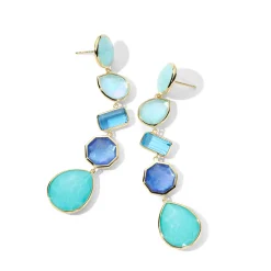 Large 5-Stone Linear Post Earrings