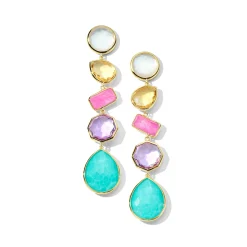 Large 5-Stone Linear Post Earrings