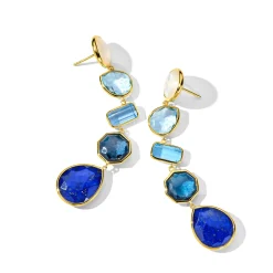 Large 5-Stone Linear Post Earrings