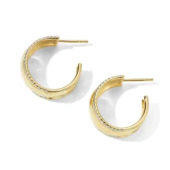 Medium Goddess Studded Hoop Earrings (.63ctw)