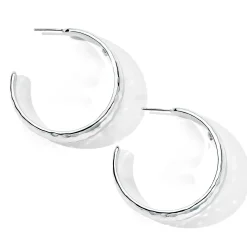 Medium Hammered Hoop Earrings with Tapered Ends