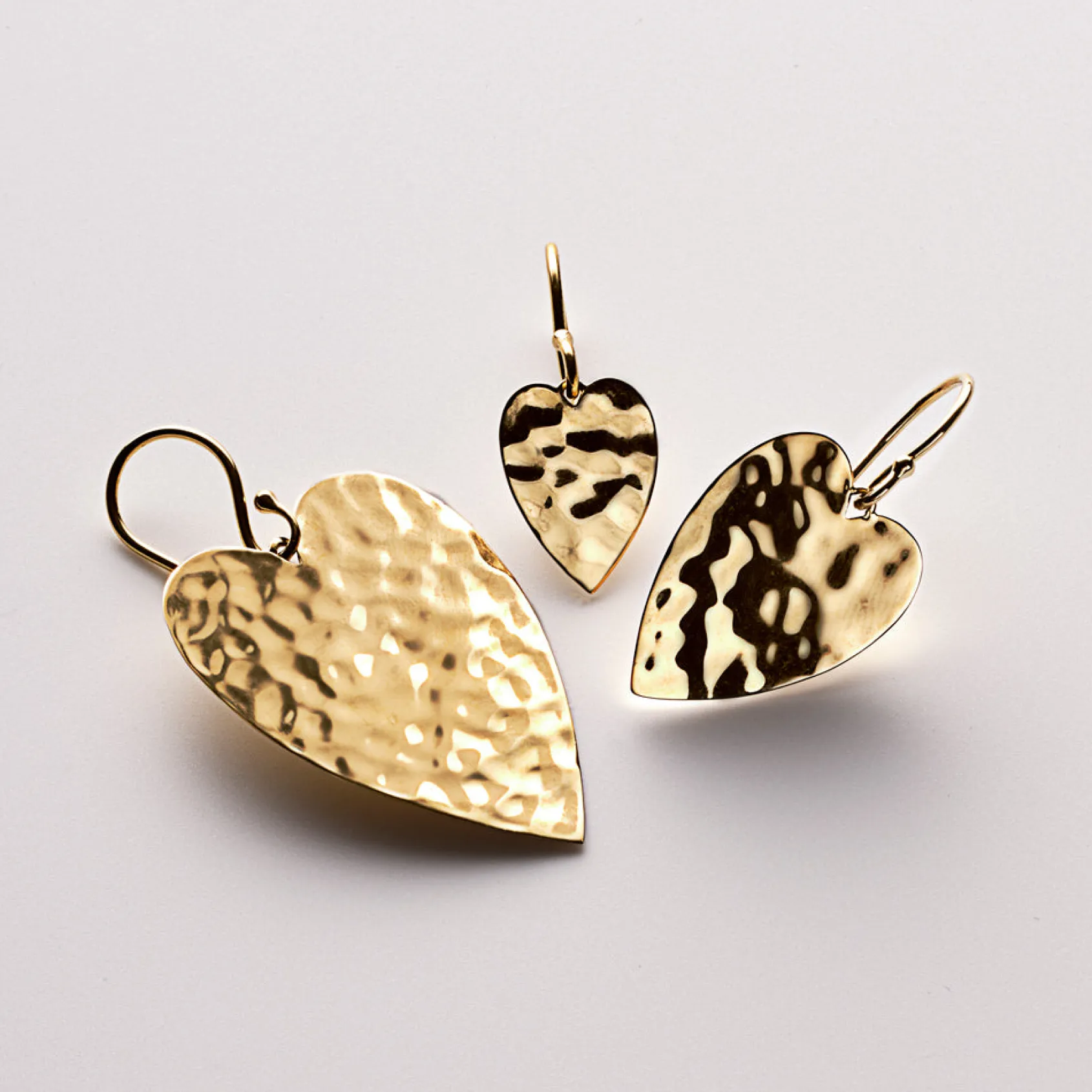Mini Heart Crinkle Drop Earrings