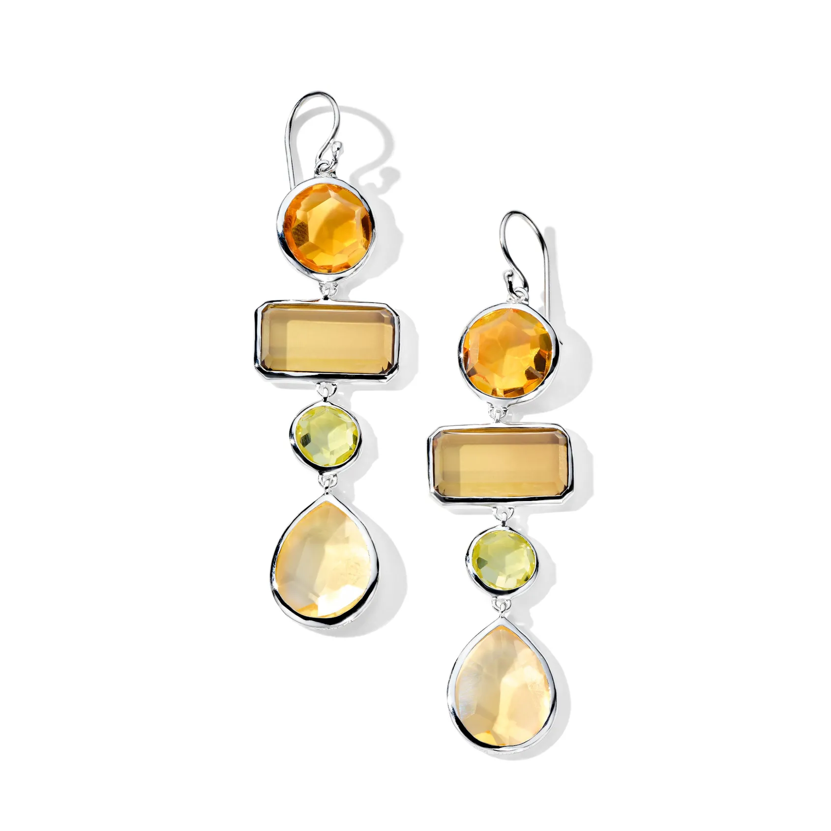 Mixed-Cut 4-Tier Earrings