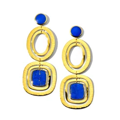 Mélange Two-Tier Oval and Square Earrings