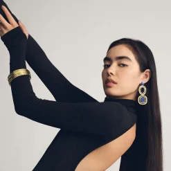 Mélange Two-Tier Oval and Square Earrings