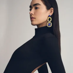 Mélange Two-Tier Oval and Square Earrings