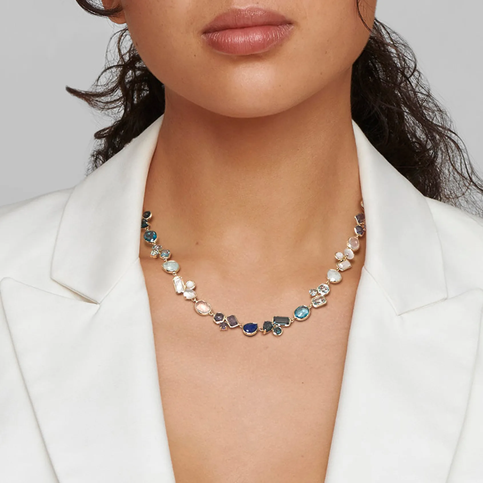 Multi-Stone Cluster Flexible Necklace