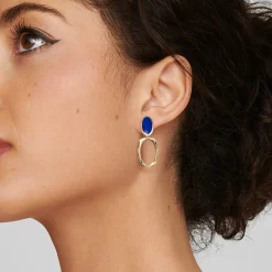 Oval and Wavy Frame Drop Earrings