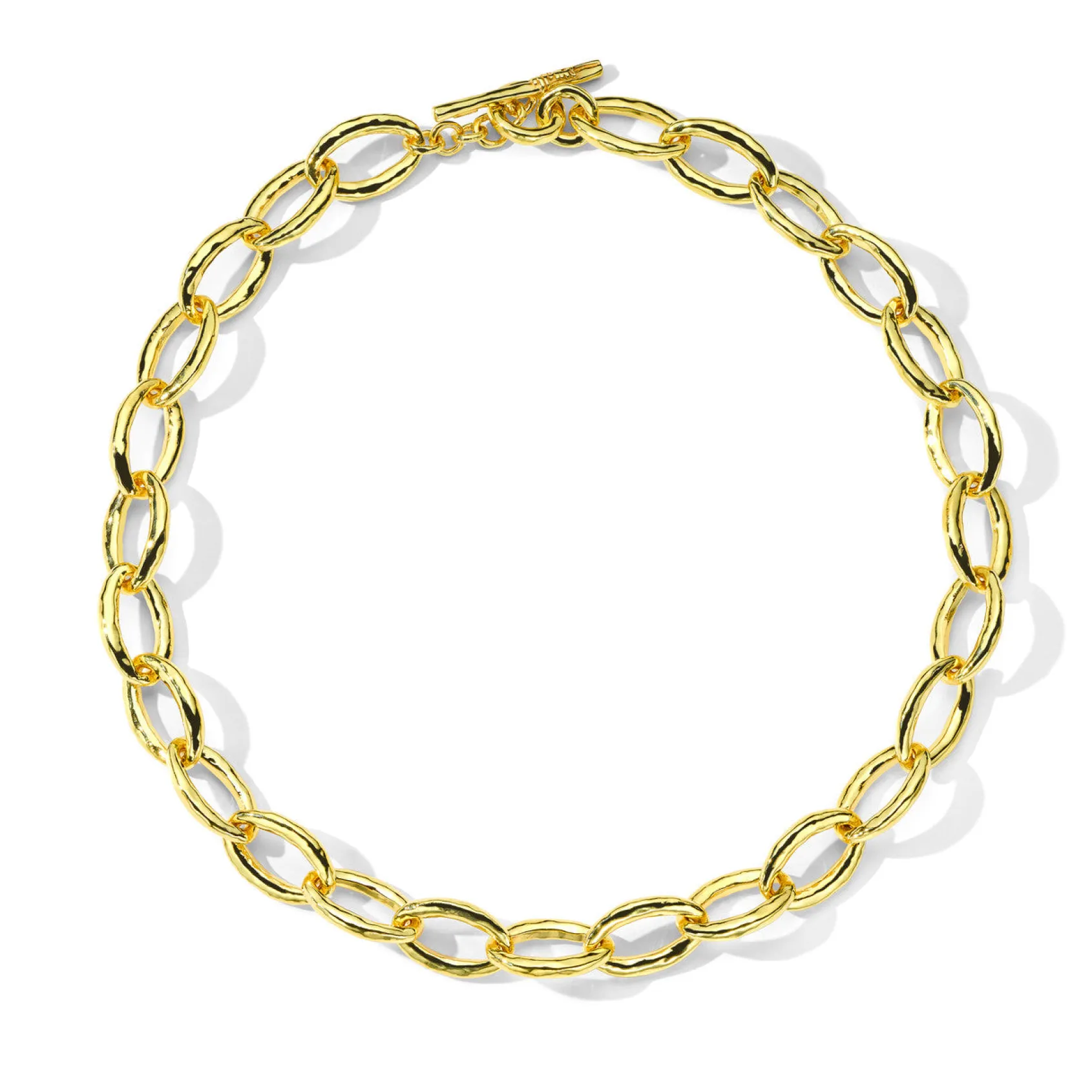Short Hammered Bastille Link Necklace 18"