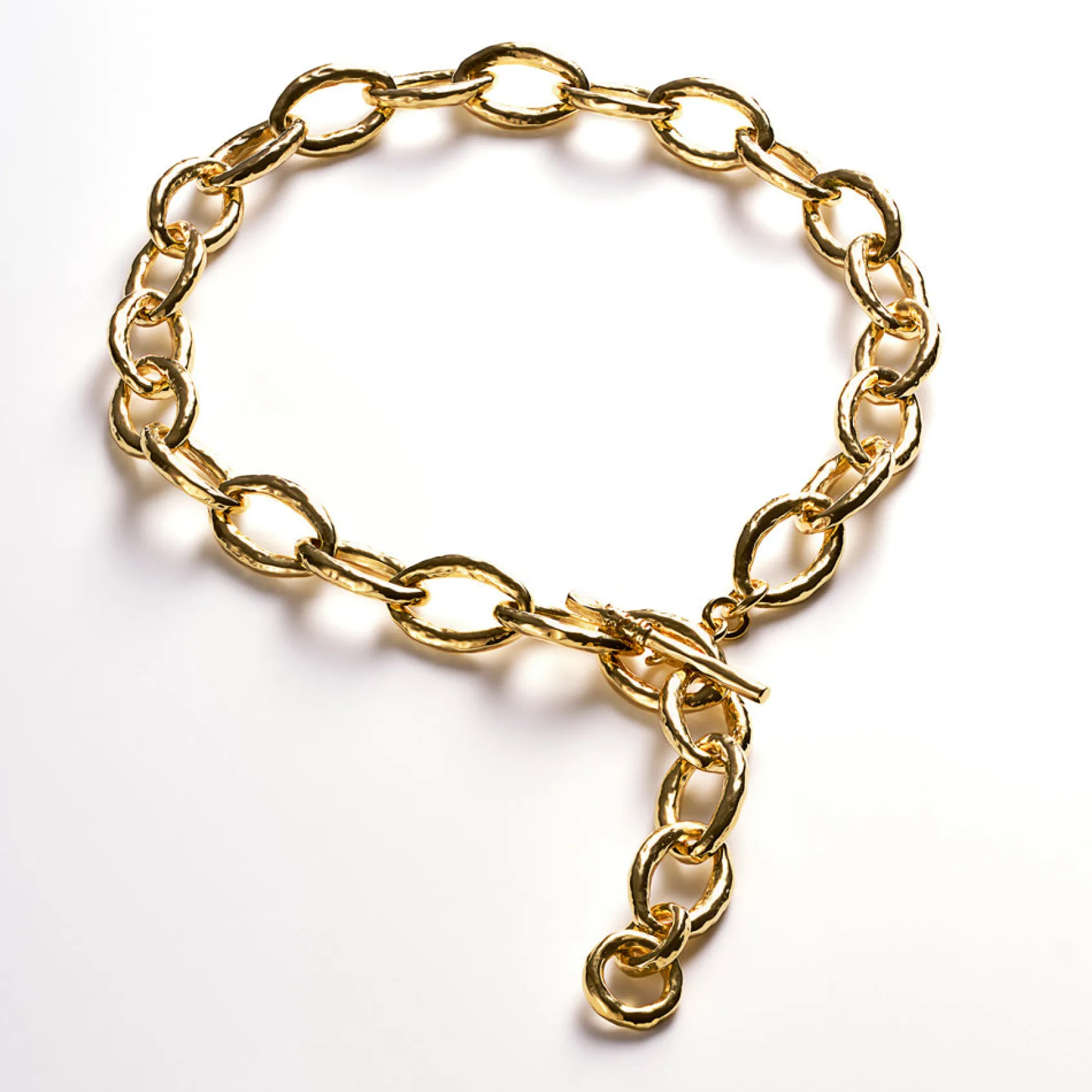 Short Hammered Bastille Link Necklace 18"