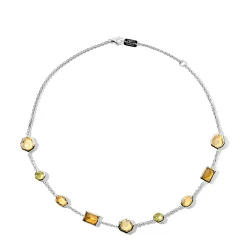 Short Mixed-Cut Station Necklace 16-18"