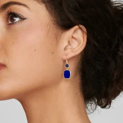 Small Dot & Rounded Square Drop Earrings
