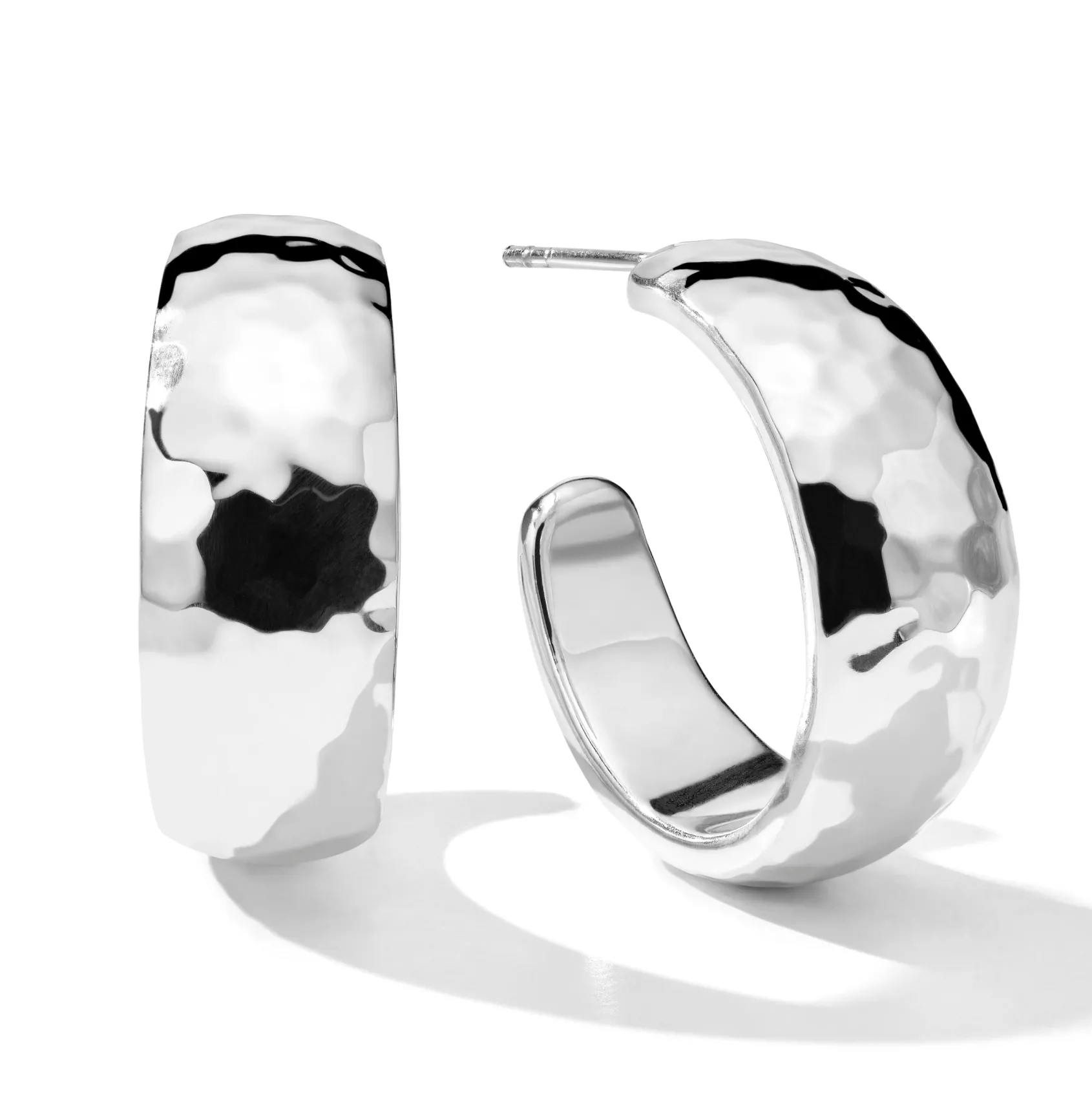 Small Hammered Hoop Earrings with Tapered Ends