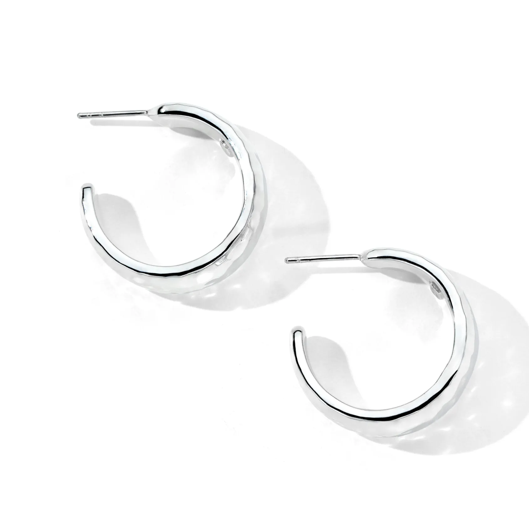Small Hammered Hoop Earrings with Tapered Ends