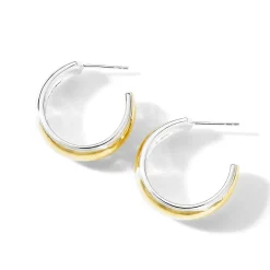 Small Mixed Metal Goddess Hoop Earrings