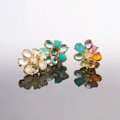 Small 8-Stone Cluster Earrings