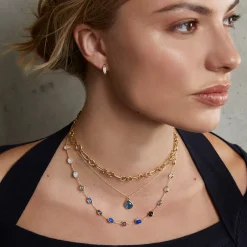 15-Stone Station Chain Necklace