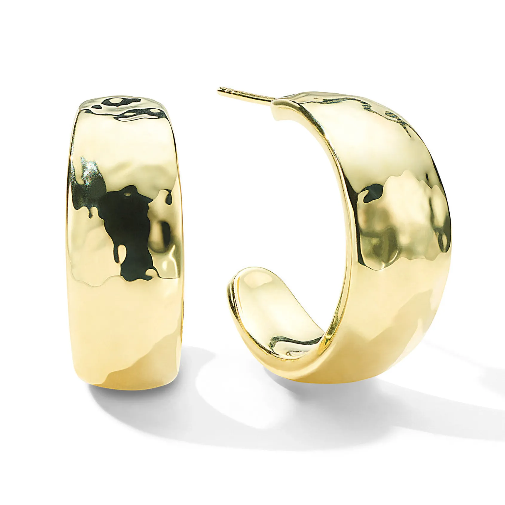 Thick Hammered Hoop Earrings