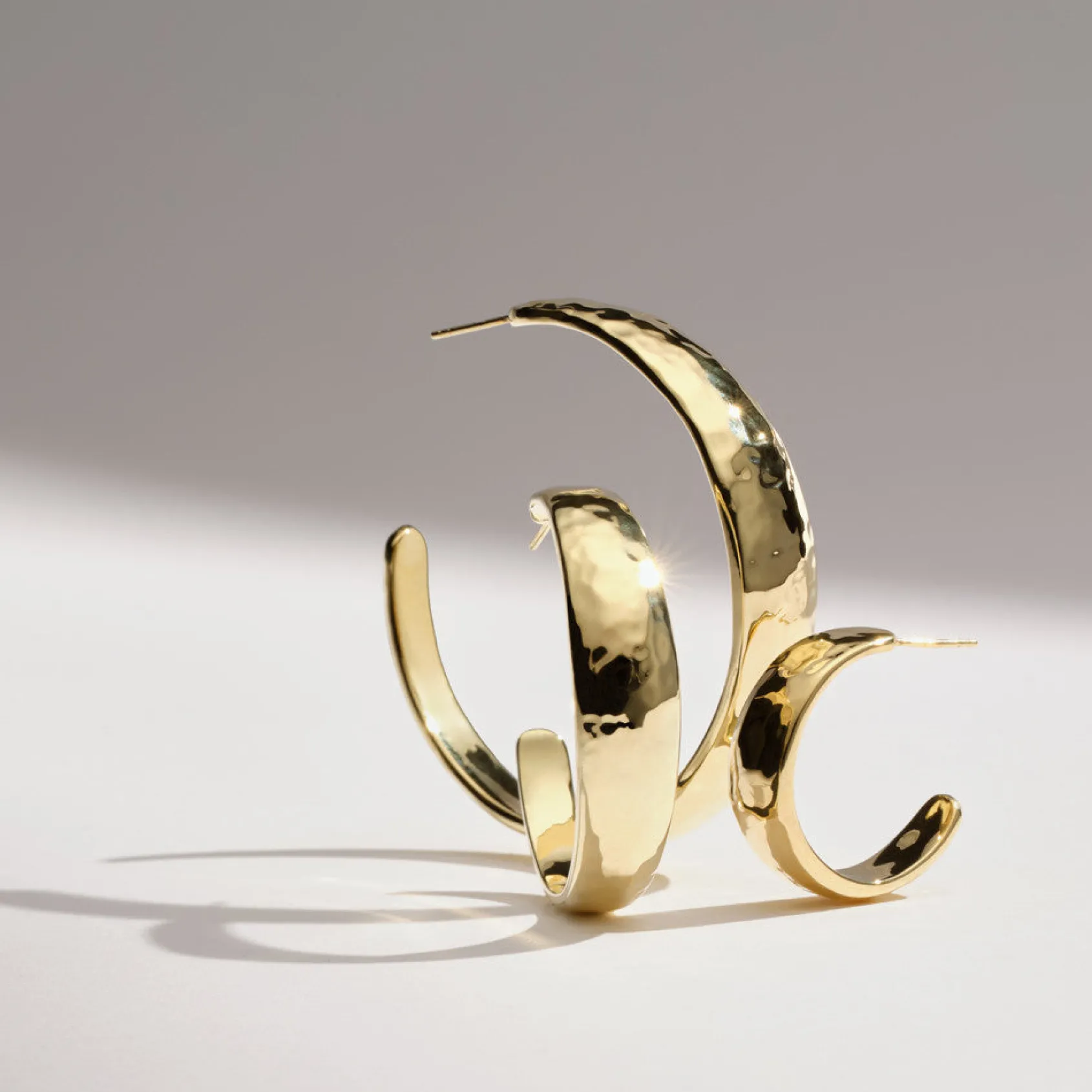 Thick Hammered Hoop Earrings