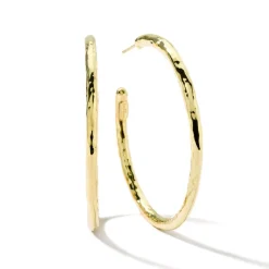Thin Large Hammered Hoop Earrings