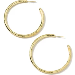 Thin Large Hammered Hoop Earrings