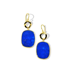 Wavy Circle & Small Rounded Rectangle Drop Earrings