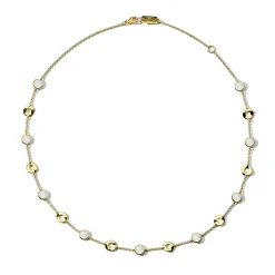 Wavy Disc and Stone Slice Necklace 16-18"