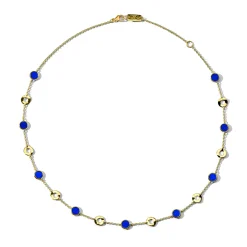 Wavy Disc and Stone Slice Necklace 16-18
