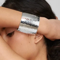 Wide Goddess Hammered Round Cuff